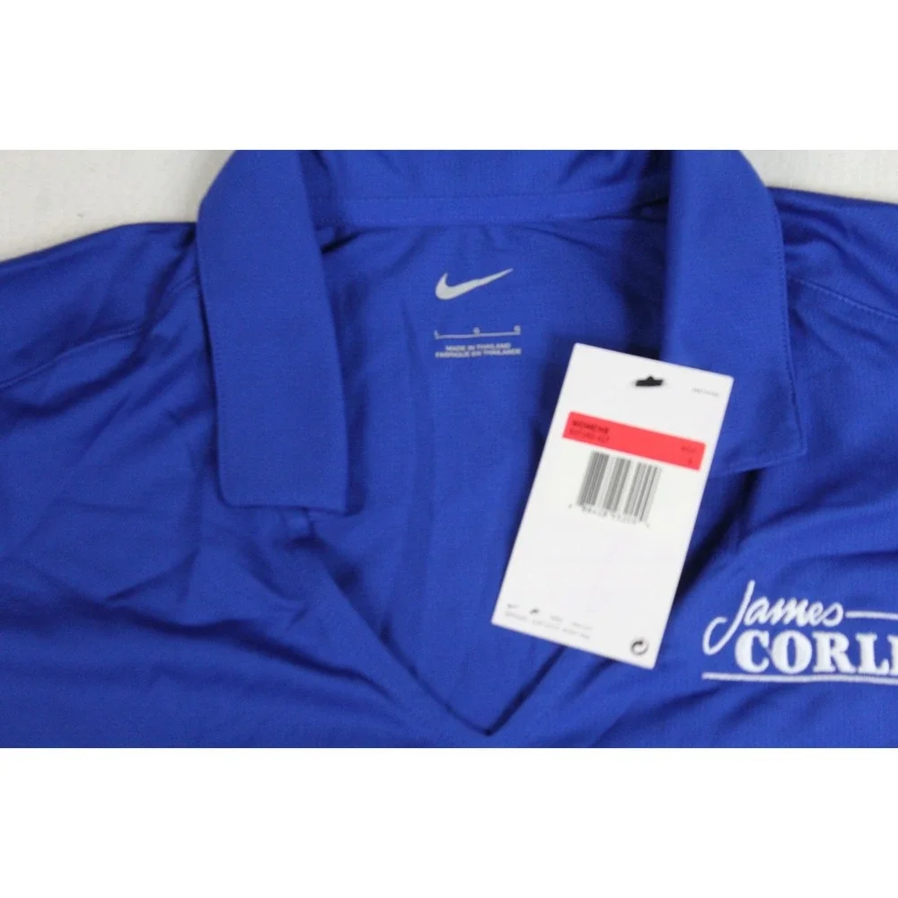 Nike Women Blue Golf Polo Shirt Collared V Neck Short Sleeve Size Large